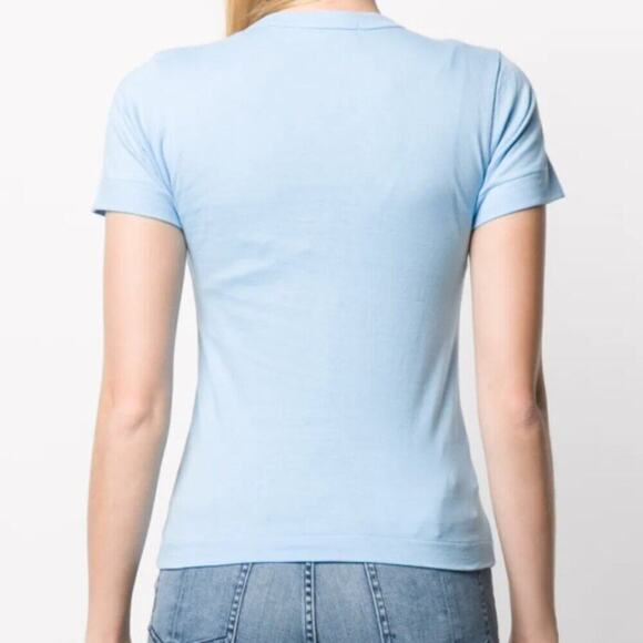 Comme des Garcons PLAY Pastel Polka Dot Logo T Shirt Blue - Picture 4 of 7